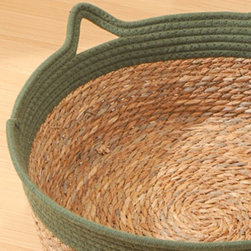 New Pet Cat Bed Circular Handwoven Vine Cat Bed Summer Cool Cat Basket Cotton Rope Cat Catch Basket Cat Nest Pet Supplies