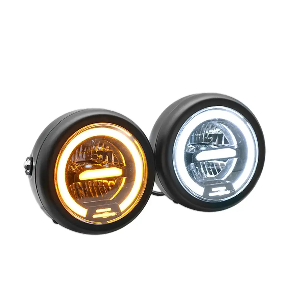 

Светодиодная фара LED Halo с дальним и ближним светом, прочный алюминиевый корпус со стеклянным покрытием, передняя лампа для универсального применения на кастомных мотоциклах