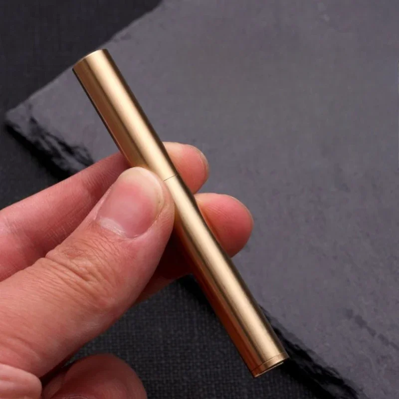 Retro Brass Gasoline Lighter, Cylindrical Mini Thin Nunchaku Lighter, High-end Smoke Type, Wholesale Multiple Colors Available