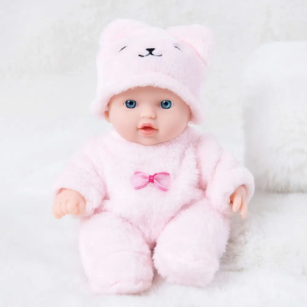 Vestiti di peluche Simulato Baby Doll Orso carino Vestiti e cappelli 20CM Bambola giocattolo Rosa e blu Realistica bambola in silicone Regalo per ragazza