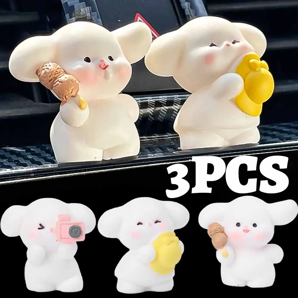 3pcs Cartoon Dog Car Ornaments Auto Dashboard Center Console Outdoor Camping Puppy Decoration Ornament Garden Micro Landscape