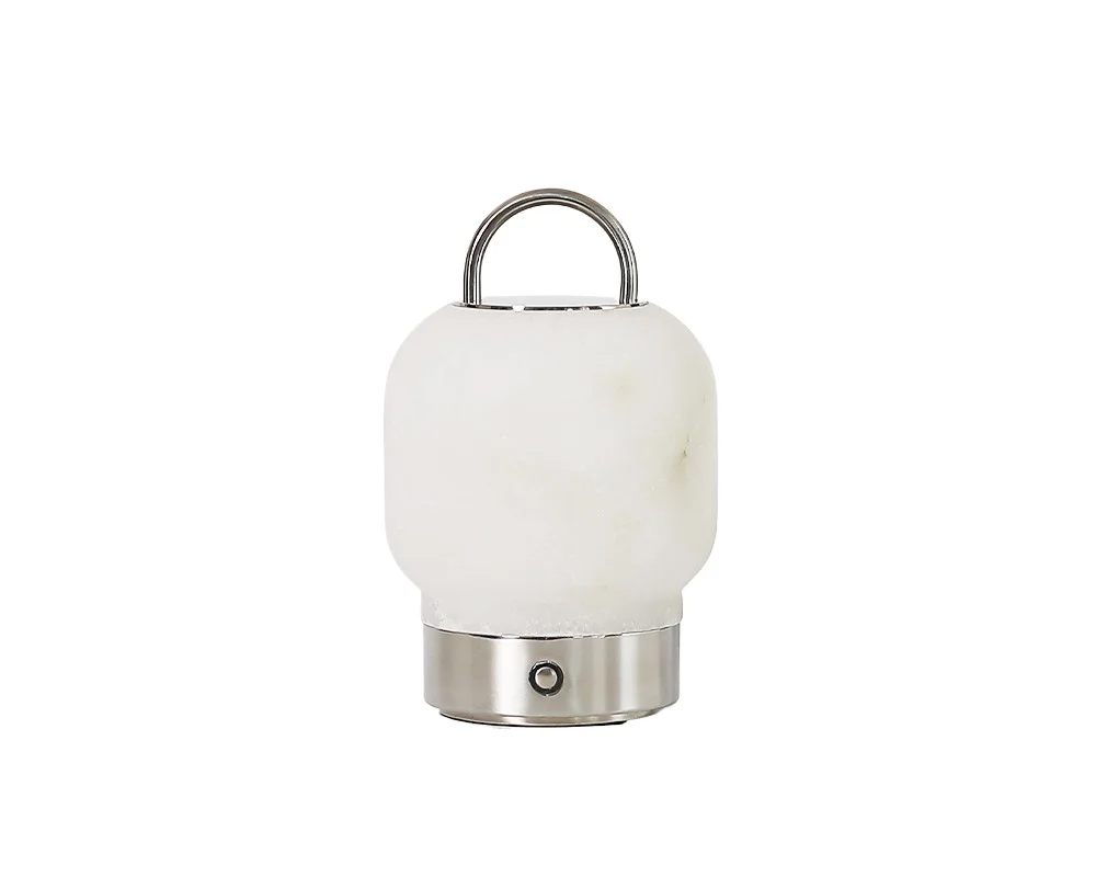 Natural Marble Lamp Marble Touch Portable Stepless Dimming Wireless Bedside Ambient Light Desktop Ornament