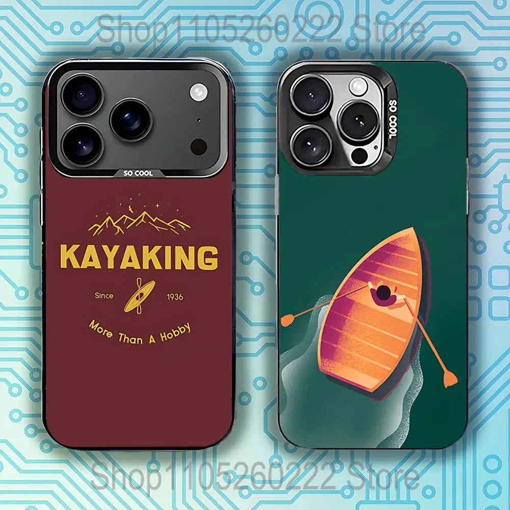 

Boating Kayaking Sprot Black Phone Case Compatible with iPhone 17 16 15 14 13 12 11, Pro, Max, Plus, E, Air, Mini