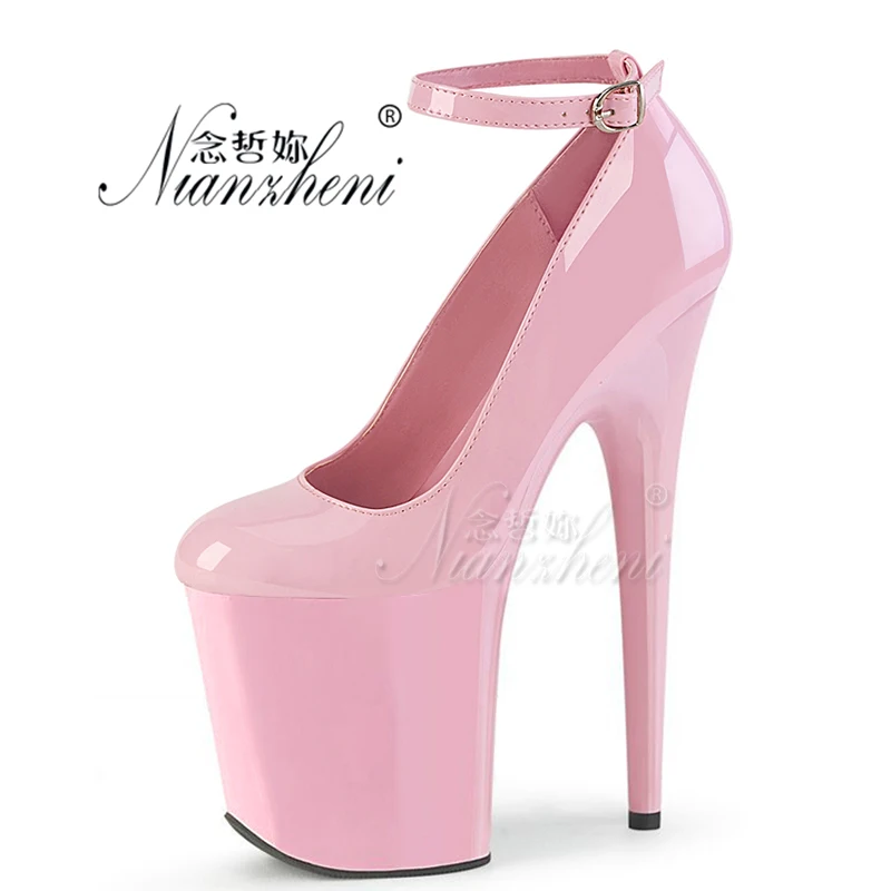 Sexy Fetish Stripper 20CM Pole Dance Shoe 8Inch Super High Heels wedding bride platforms Exotic pumps Pink transparent work show