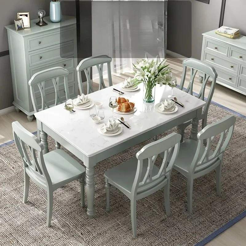 CX marble dining table and chair combination all solid wood rectangular modern simple light luxury dining table