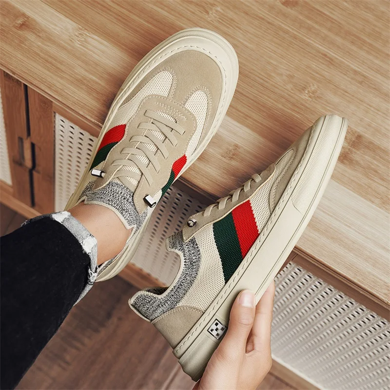 Men's Trendy Shoes Summer  Knitting Sneakers New Fashion Trend Breathable  Cloth Non-slip Wearable Casual Shoes  Badminton