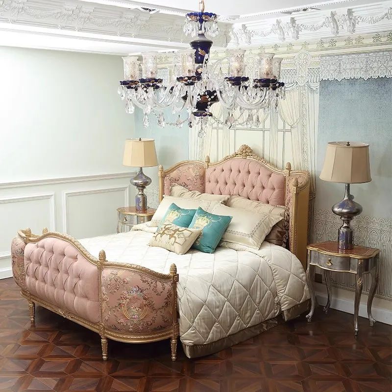 

French retro carved bed solid wood bed high-end European master bedroom double bed