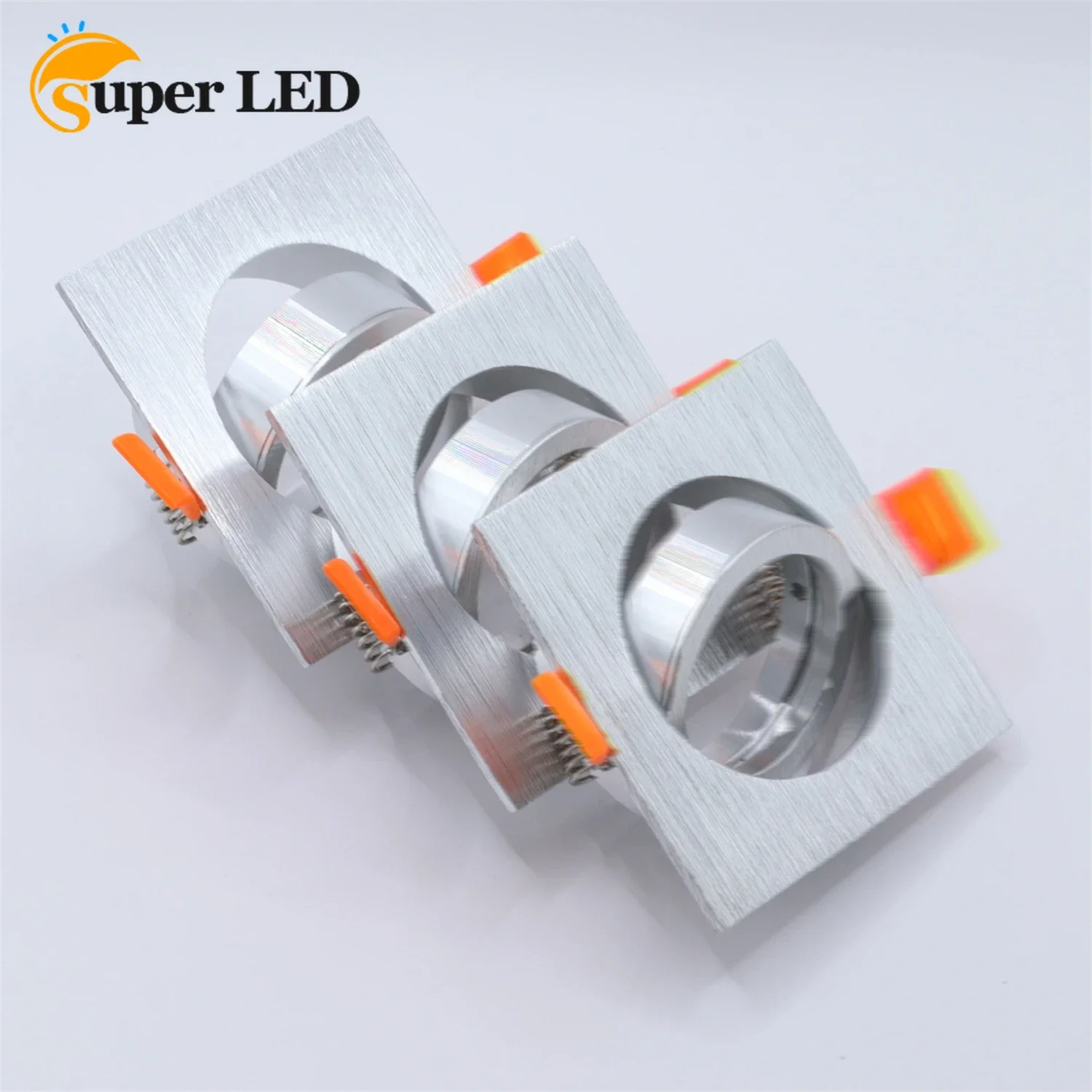 

Aluminum Square Silver Adjustable Recessed Spot Light GU10 MR16 Cut Hole 65mm Lamp Housing