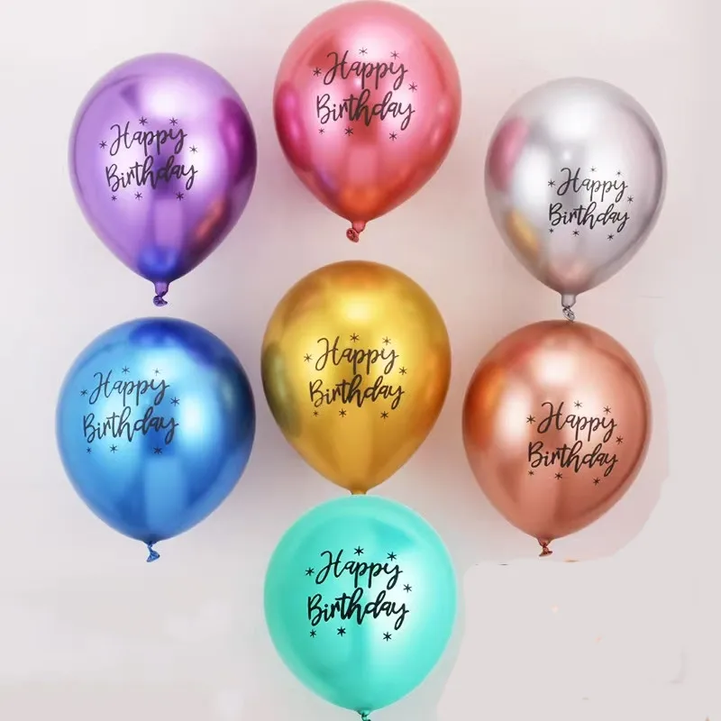 Printed Happy Birthday English Metal Balloon Thickened Baby Children's Birthday Decoration Party Scene Layout