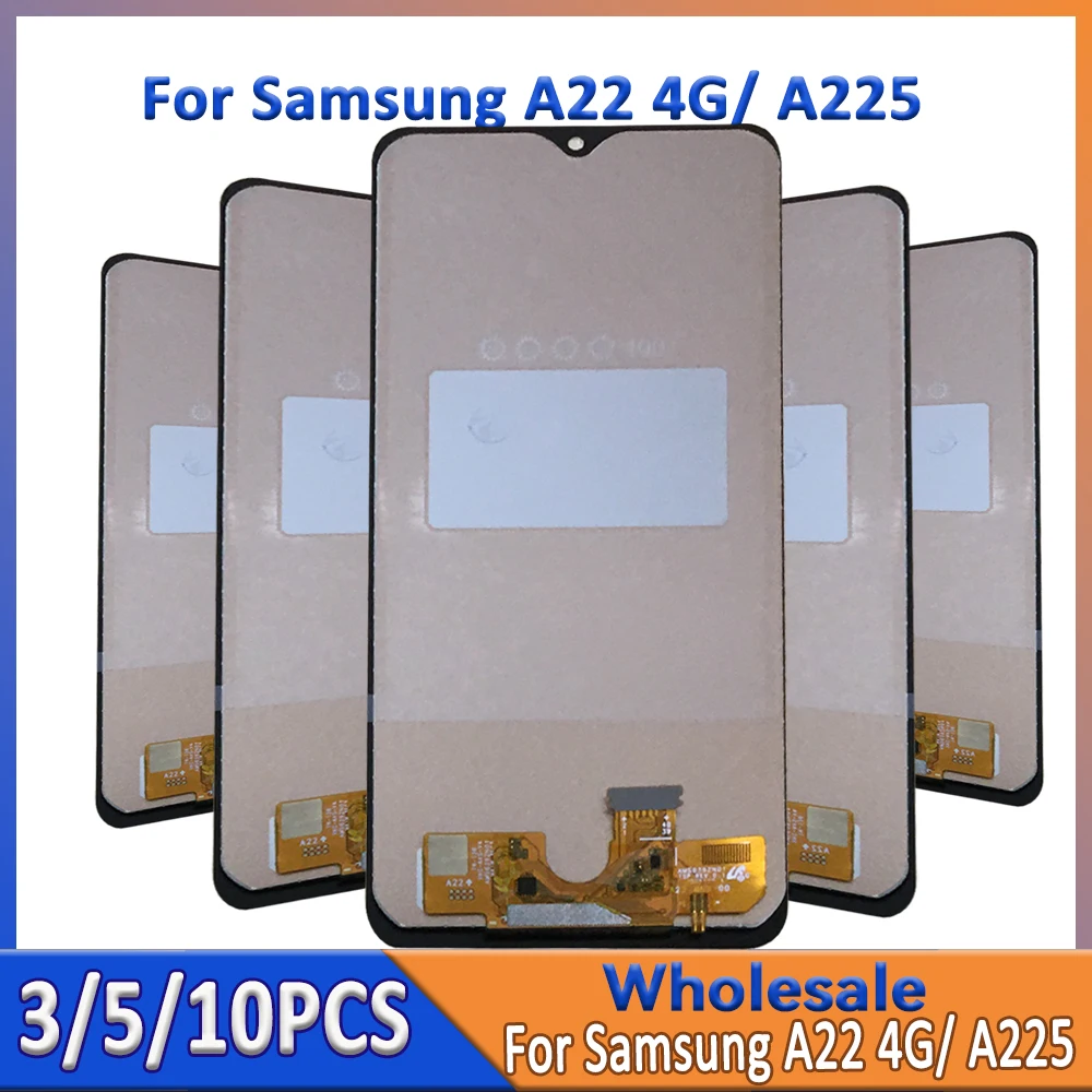 

Оптовая продажа, 3/5/10 шт./лот для Samsung A22 4G A225 A225F A225M, сенсорный ЖК-экран в сборе, сенсорный дисплей
