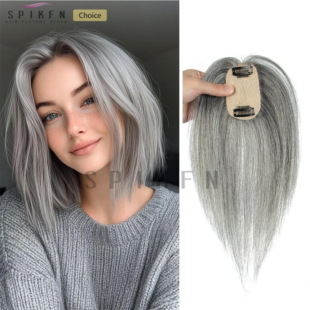 

Накладки для волос для женщин из натуральных человеческих волос, с центральным пробором, на кружевной основе 7x11 см, на заколках, накладные пряди из натуральных волос