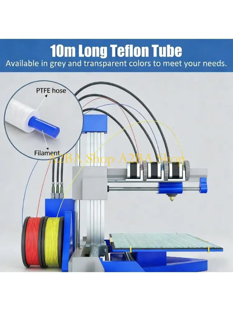 

A2BA 10M PTFE Tube With Cutter For 3D Printer Filament Guide Internal Diameter 2.5mm Ensuring Reliable Feeding