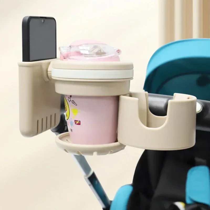 3-in-1-Getränkehalter für Kinderwagen, multifunktional, rutschfest, 360° °   Rotationstelefonhalter und Kaffeehalter für Kinderwagenzubehör