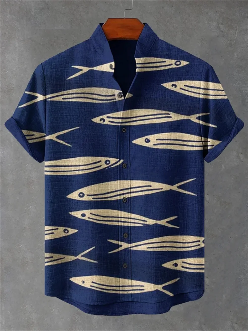 

Men's Graffiti Print Linen Shirt Short Sleeve Stand Collar Casual plus Size Summer Vacation Fashion Top