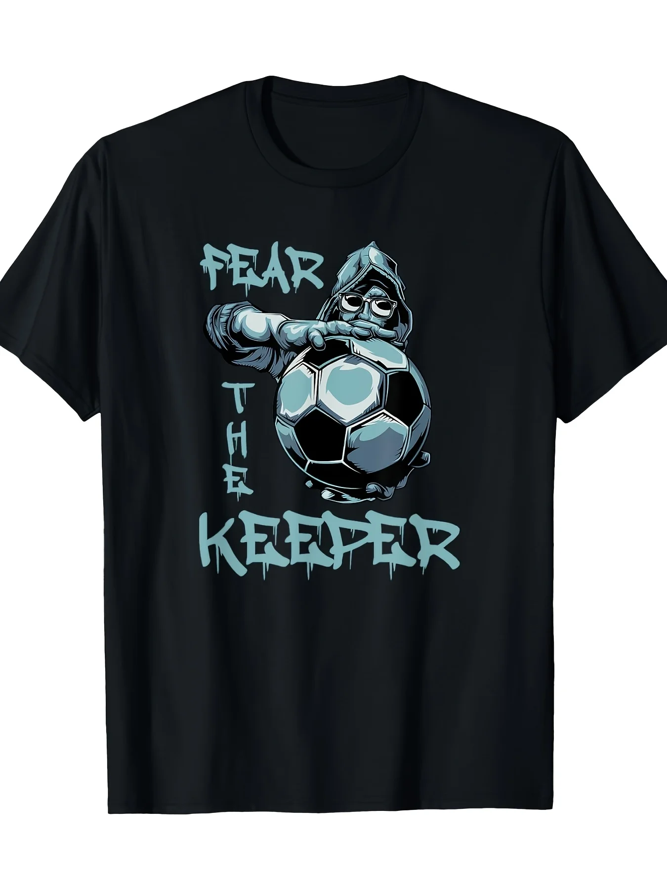 2026 Men's Football Goalkeeper Graphic T-Shirt Featuring Bold 'Fearthekeeper' Text, Made from 100% Heavyweight with a Round Neck