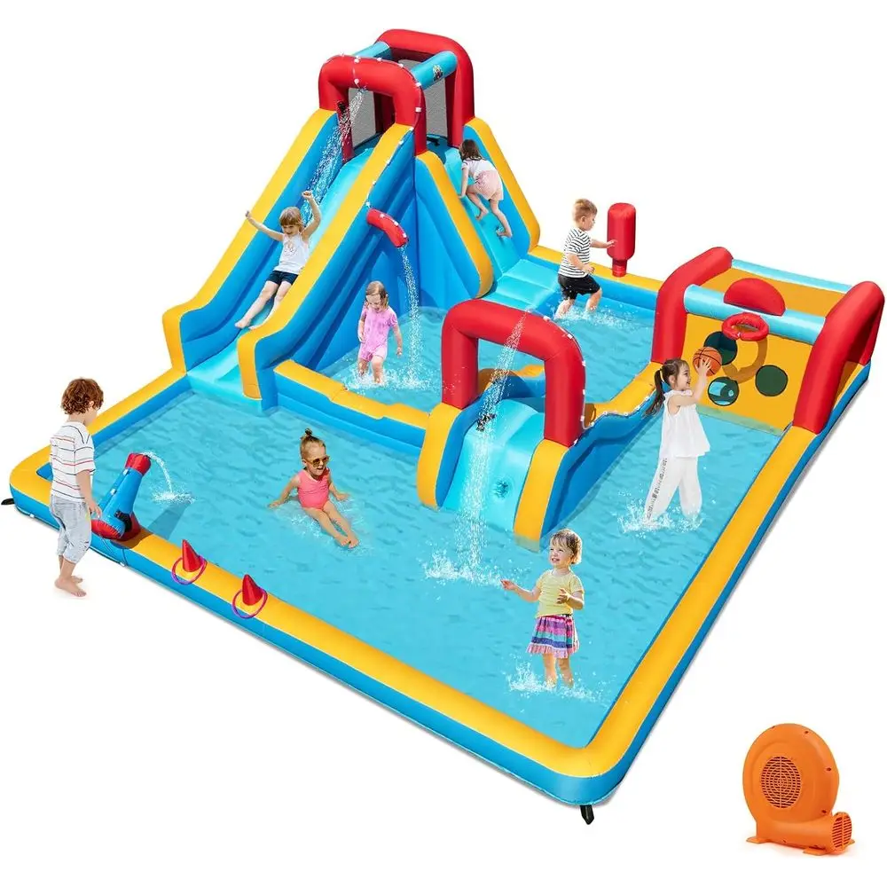 Scivolo d'acqua Iatable, scivolo lungo gigante per parco acquatico/parete da arrampicata/boxing/gioco bersaglio/lancio di anelli/canone ad acqua, piscina antispruzzo,