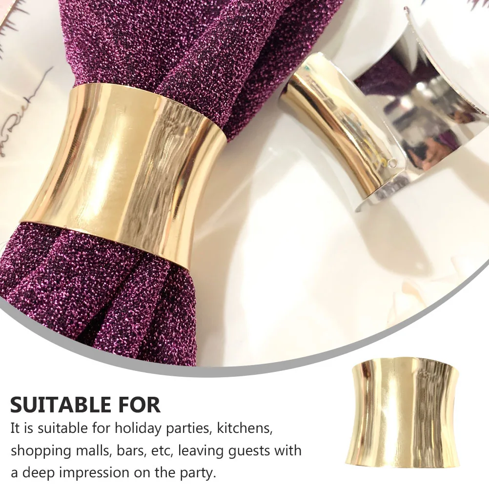 

6 Pcs Napkin Ring Holder for Party Napkins Rings Buckle Formal Elegant Metal Wedding