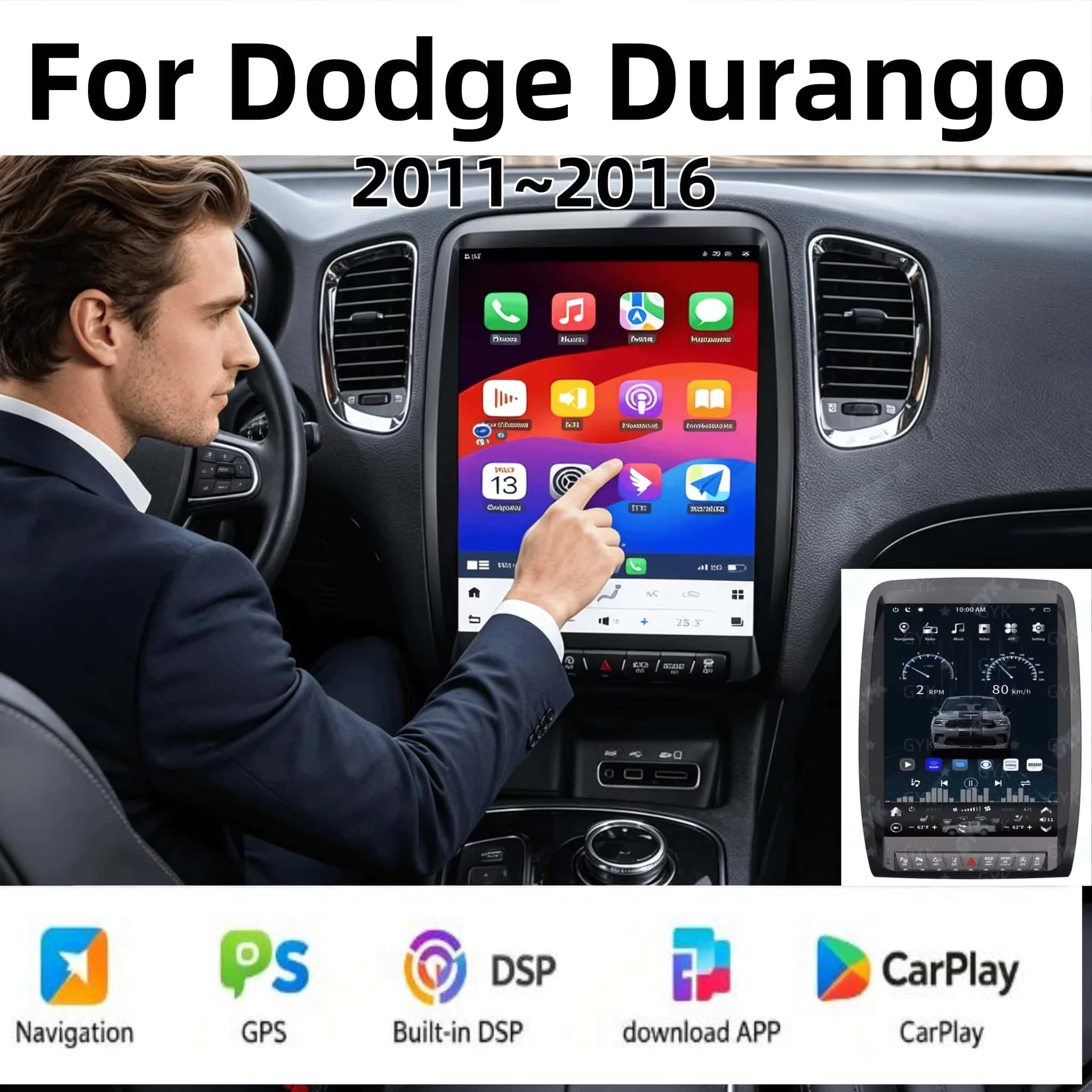 13.8 inch Android 13.0 Radio Multimedia Player For Dodge Durango 2011-2016 carplay GPS Stereo touch screen Head Unit Stereo DSP