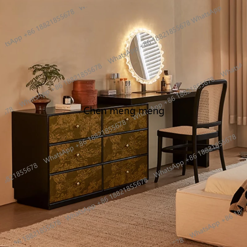 

Aesthetic Long Luxury Vanity Tables Fabric Folding Cabinet Akeup Desk Dressers Bedroom Drawers Wood Unique Coiffeuse
