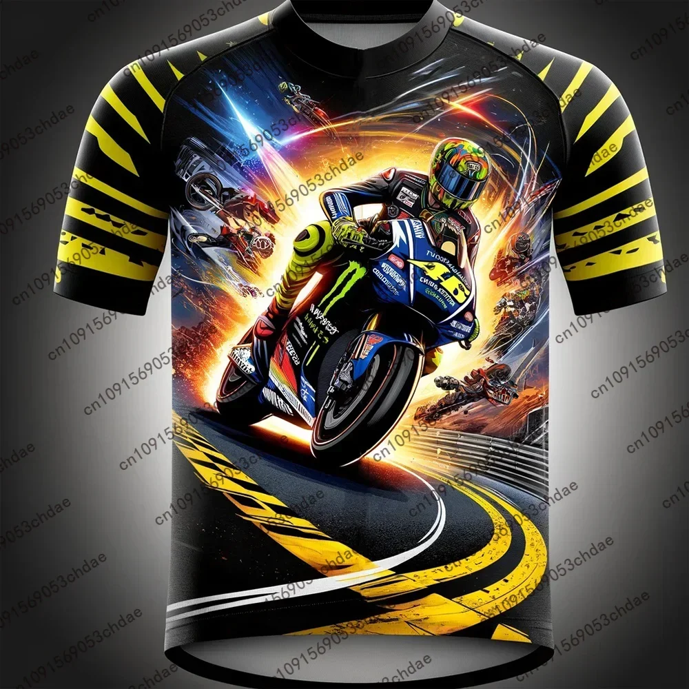 2024 Hot Selling Ai Valentino Rossi Moto Cycling 3D T-shirt Kids Adult Summer Fall Outdoor Breathable Sports Riding Training Tee