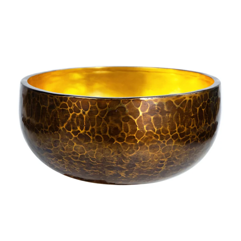 

Handmade Purple Gold Bowl with Water Wave Pattern Multi Purpose Ornaments for Yoga Ear Picking and Meditation