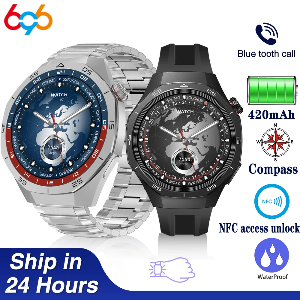 

Outdoor Compass Smartwatch Men Women NFC Map Navigation Blue Tooth Call Heart Rate Monitor Music Smart Watches Sports Fitness
