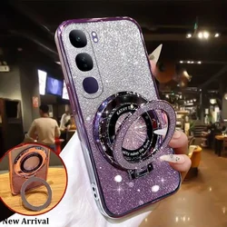 For vivo V40 Lite 4g/5G Pro V40SE Case Electroplate Bracket Glitter Silicone Cover For VIVO V40 pro V40 SE 80W 5G Back Casing