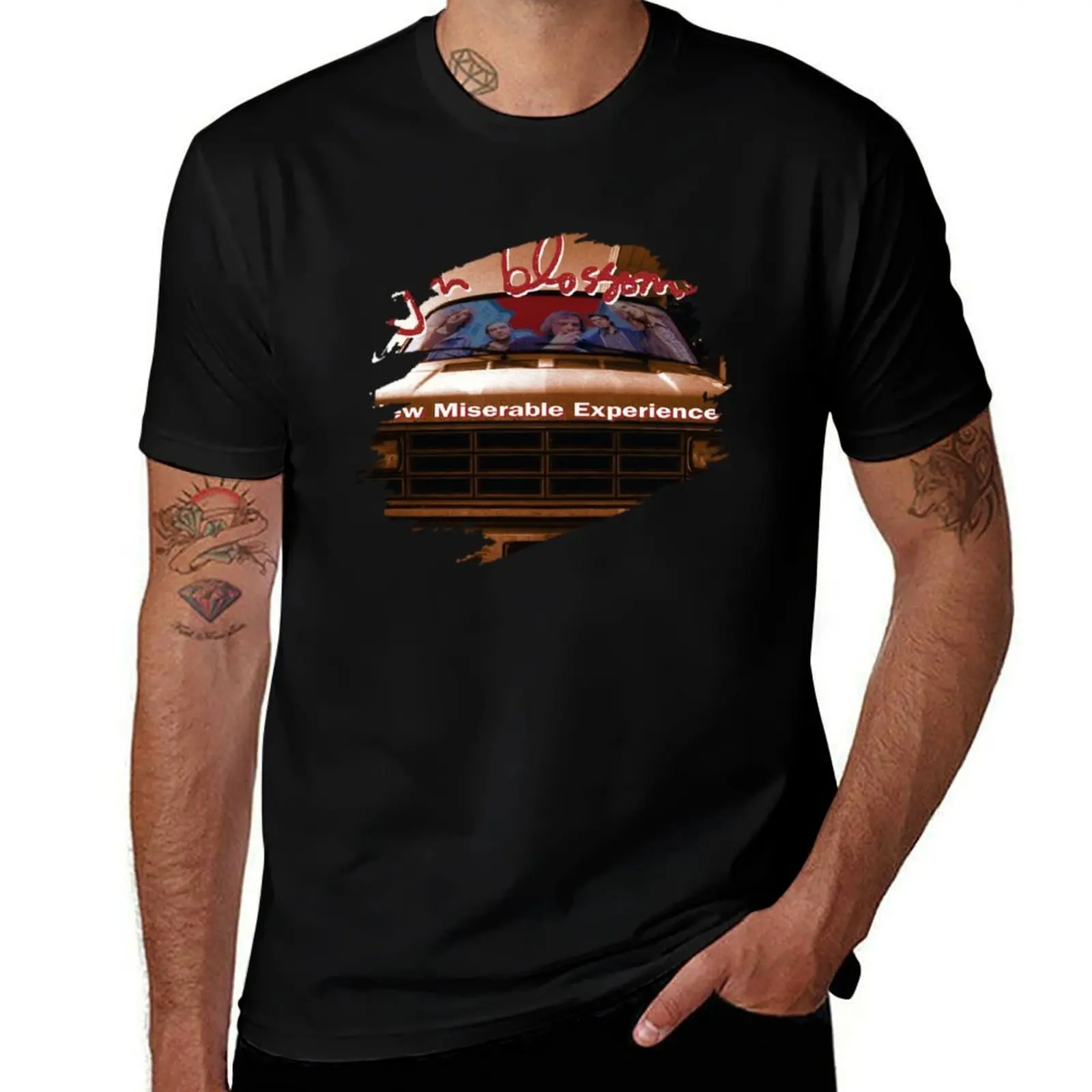 Man Round Neck Short Sleeve Gin Blossoms New Miserable Experience Logo Cotton Tee T-Shirt