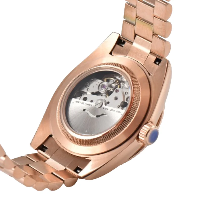 39mm Men Rose Gold Calendar Watch 10Bar Waterproof 316L stainless steel sapphire glass fit Miyota 8285 Movement Custom LOGO