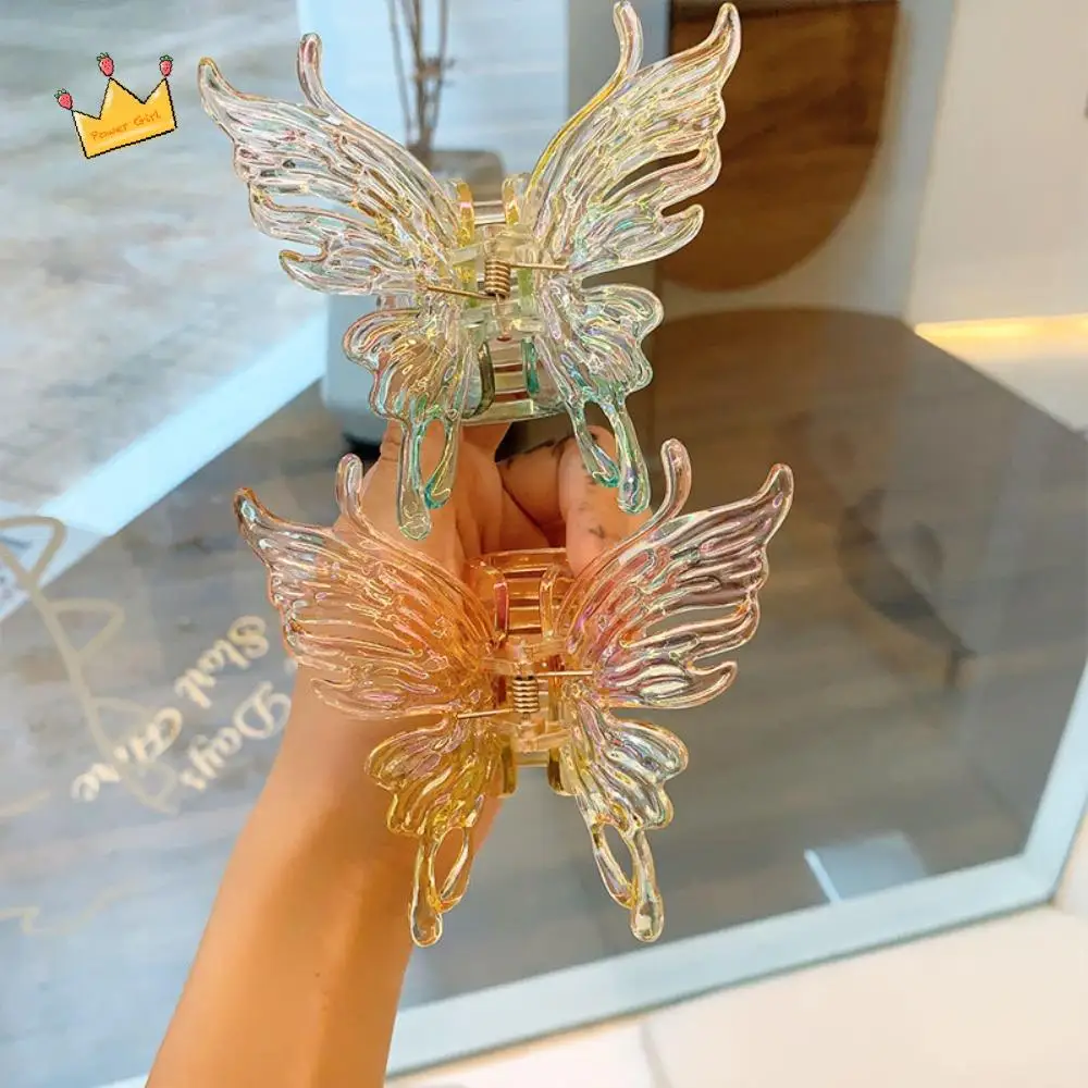 

Colorful Liquid Butterfly Hair Claw Claw Clip Acrylic Butterfly Crab Clip Hair Accessories Headwear Large Shark Clip Women