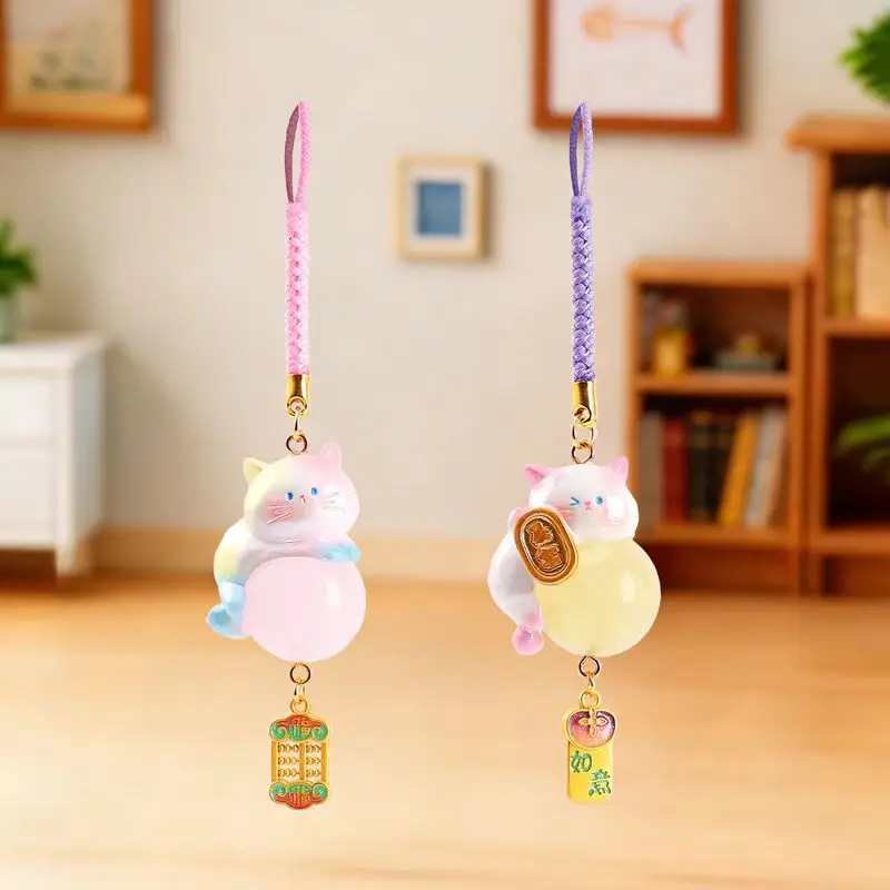 2026 New Chinese Style Cute Nine-Tailed Fox Resin Crystal Pendant Good Luck Mystery Box Keychain Car Decor Ornament Fun Gifts view 6