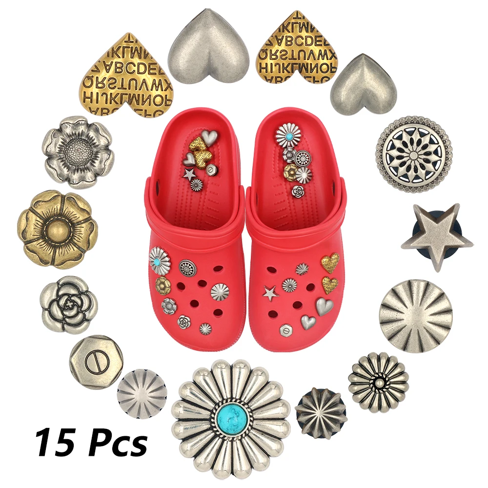 Shoe Accessories Charm Украшения Round Disc Heart Flowers Star Decorations Simulated Turquoise Pumpkin Infantil Sandals Adornos