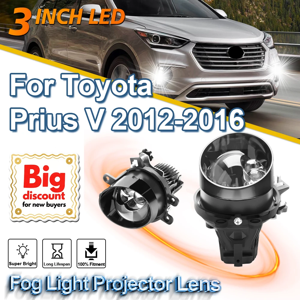 

ROADSUN 3.0 Inch Auto Fog Light Projector Lens Assembly LED Fog Lamp Bulb Car Accessories 100% Fit For Toyota Prius V 2012-2016