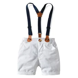 Baby Boys Shorts Summer Kids Boys Gentleman Suspenders Pants Suit Kids Fashion White Formal Pants Children's Clothing