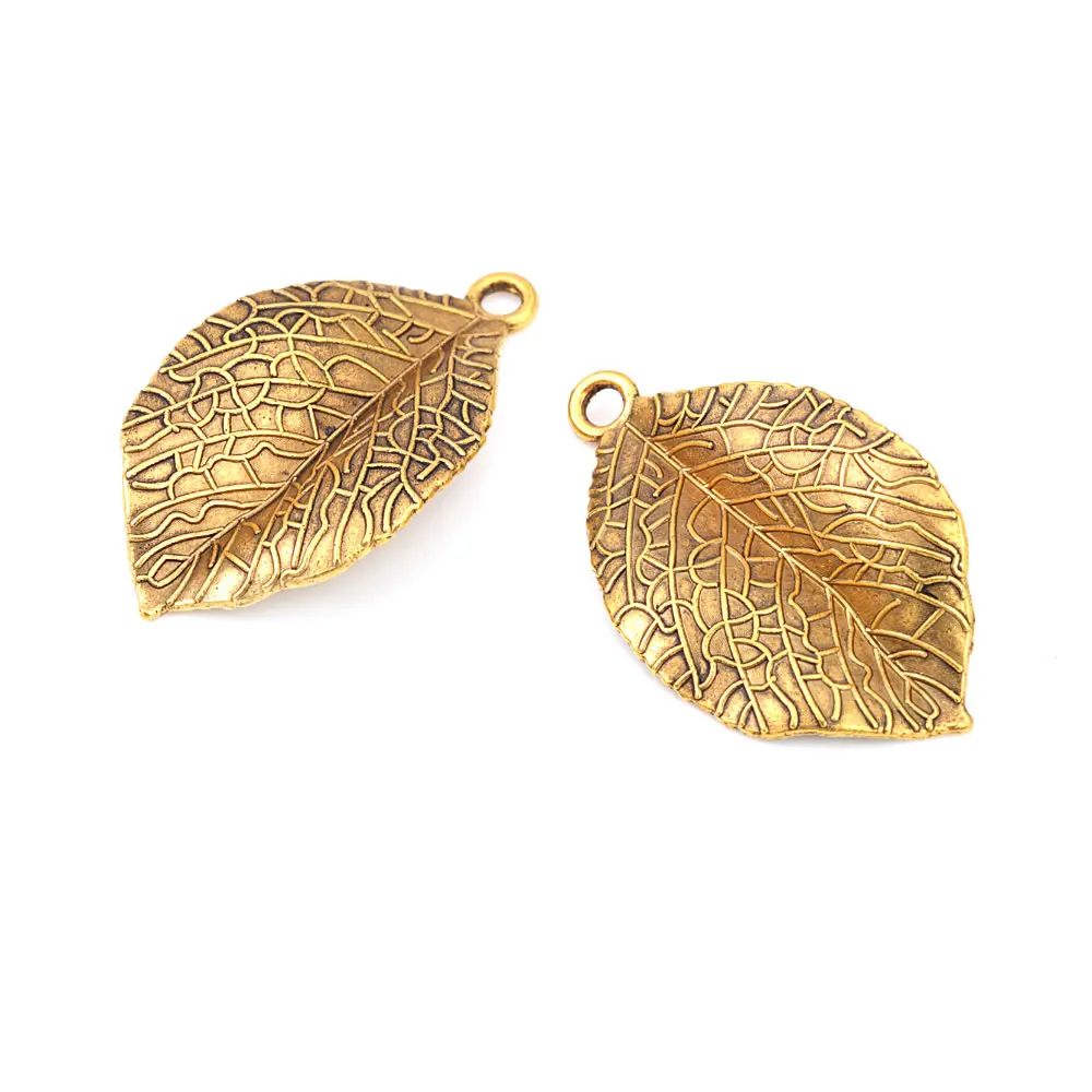 10PCS Antique Gold Color Zinc Alloy Tree leaf Charms High Quality Diy Jewelry Making Supplies Necklace Earrings Accessories