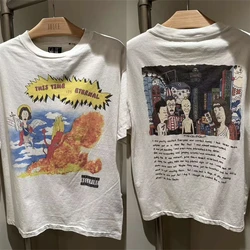 2025ss Vintage SAINT T-shirt Men Women Cartoon Print Washed Tee Top T Shirt