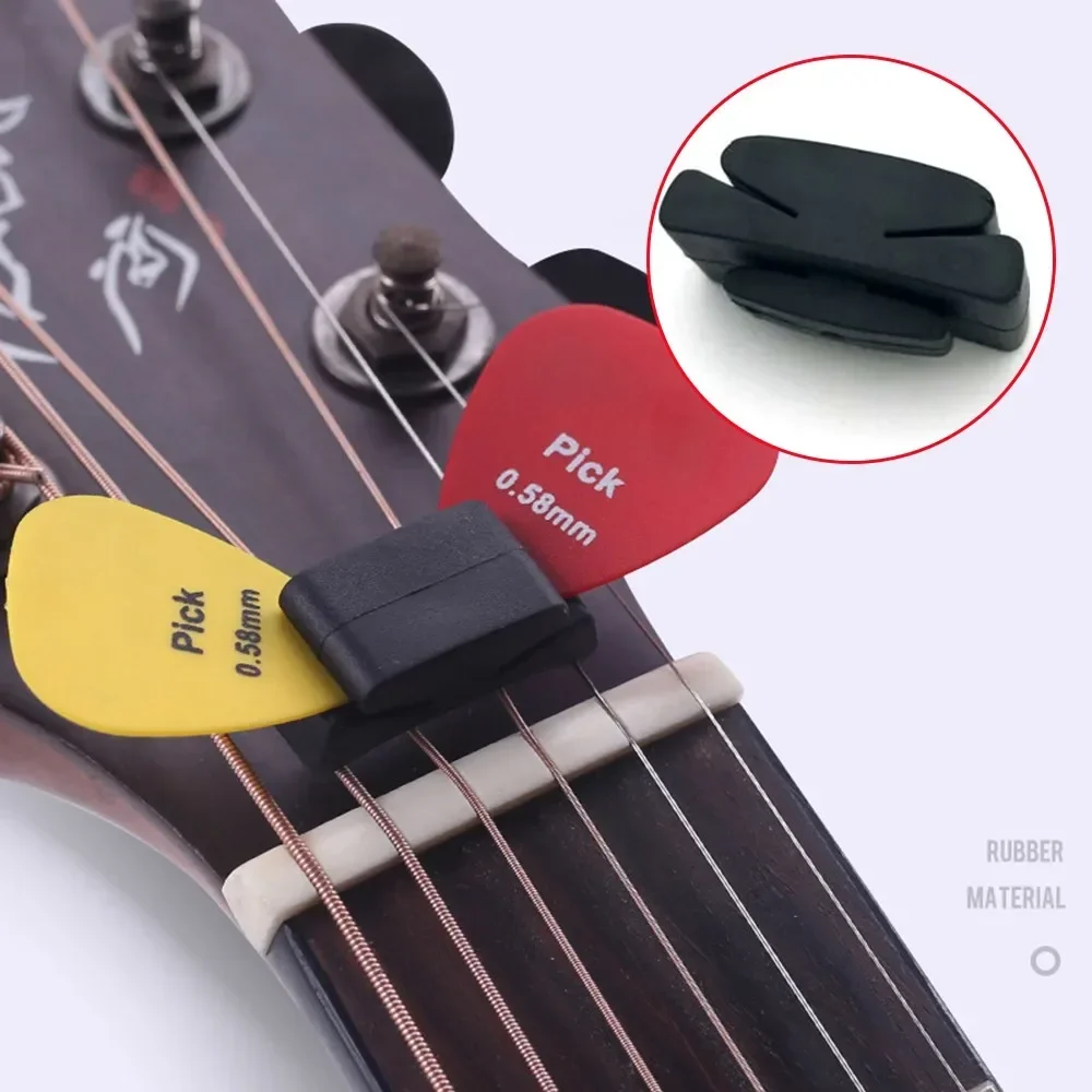 Rubber Guitar Pick Holder Fix On Headstock For Bass Ukulele Plectrum Accessories Convenient Storage Guitar Pick Clip