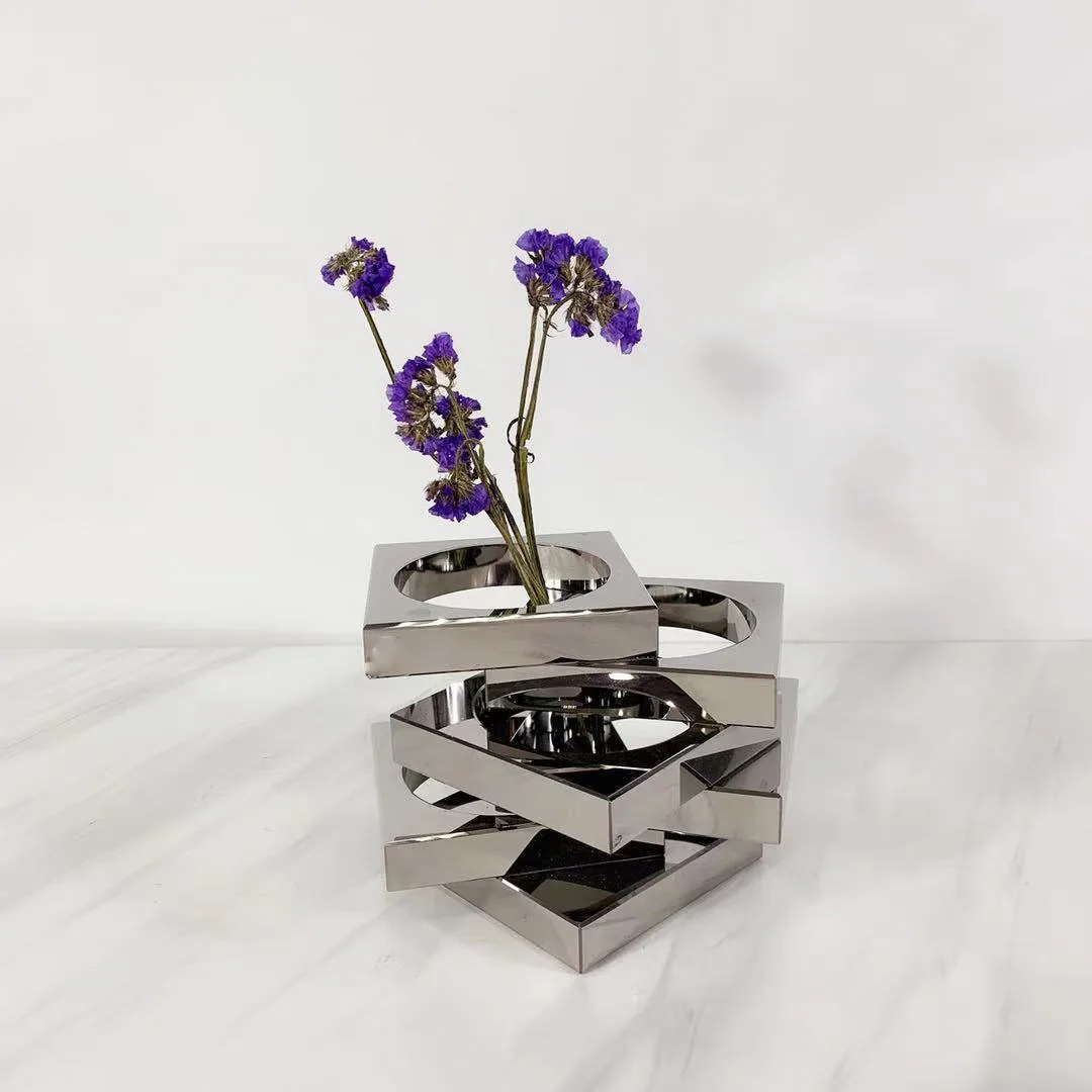 

Креативная хрустальная стеклянная ваза с геометрическим узором из переплетенных кругов, аксессуары для цветочных композиций, ваза для террариума, украшение для дома