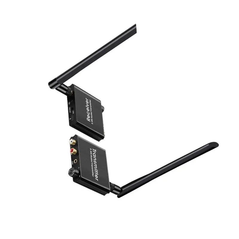 A31T 50m 5.8G Wireless Audio Transmitter & Receiver Extender Adapter - No Delay, Volume Control, 3.5mm RCA for Amplifier