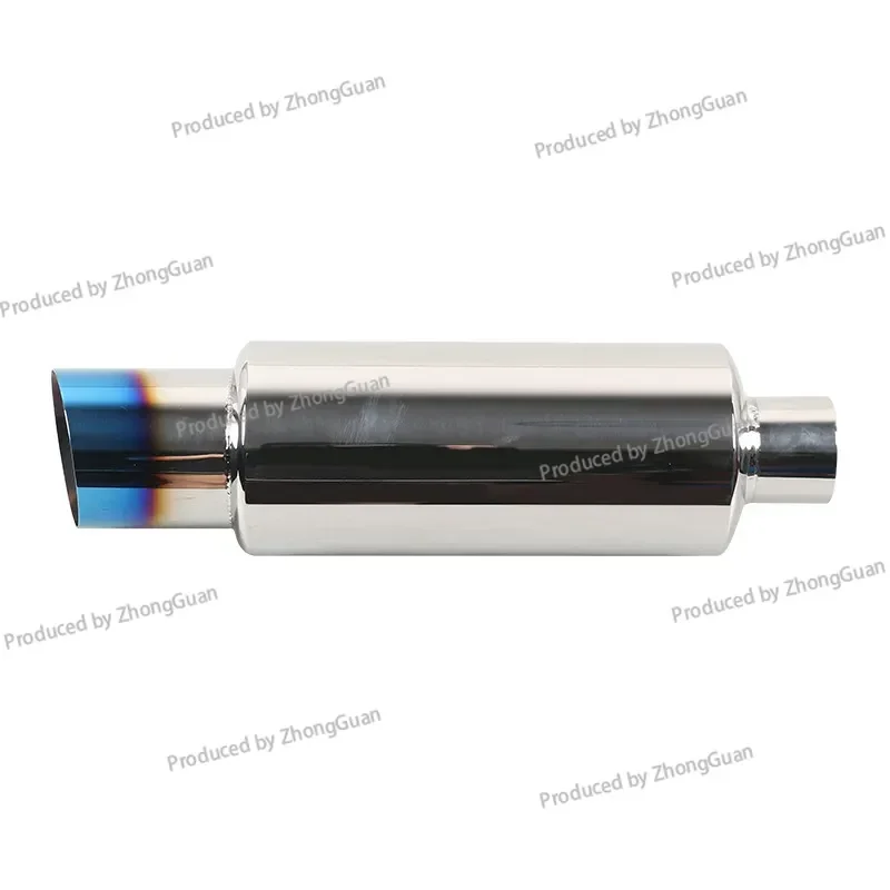 Modified Stainless Steel Exhaust Pipe Muffler 2 Inches To 3 Inches, Oblique Mouth Tail Baked Blue Model