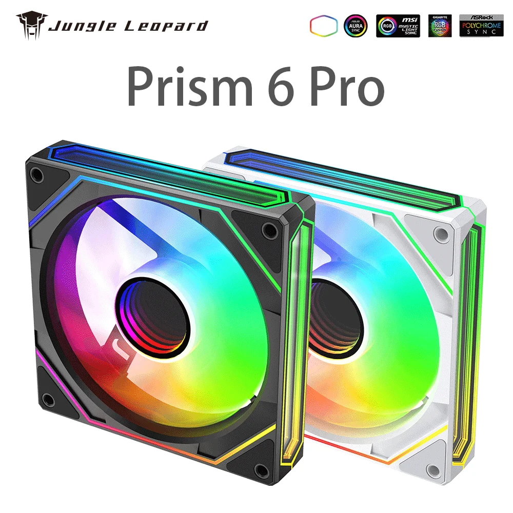 Jungle Leopard Prism 6 Pro ARGB Wentylator Obudowy PC 120mm 3-stronne Nieskończone Lustro 5V 3PIN Sync'owanie Oświetlenia Płyty Głównej 4PIN PWM