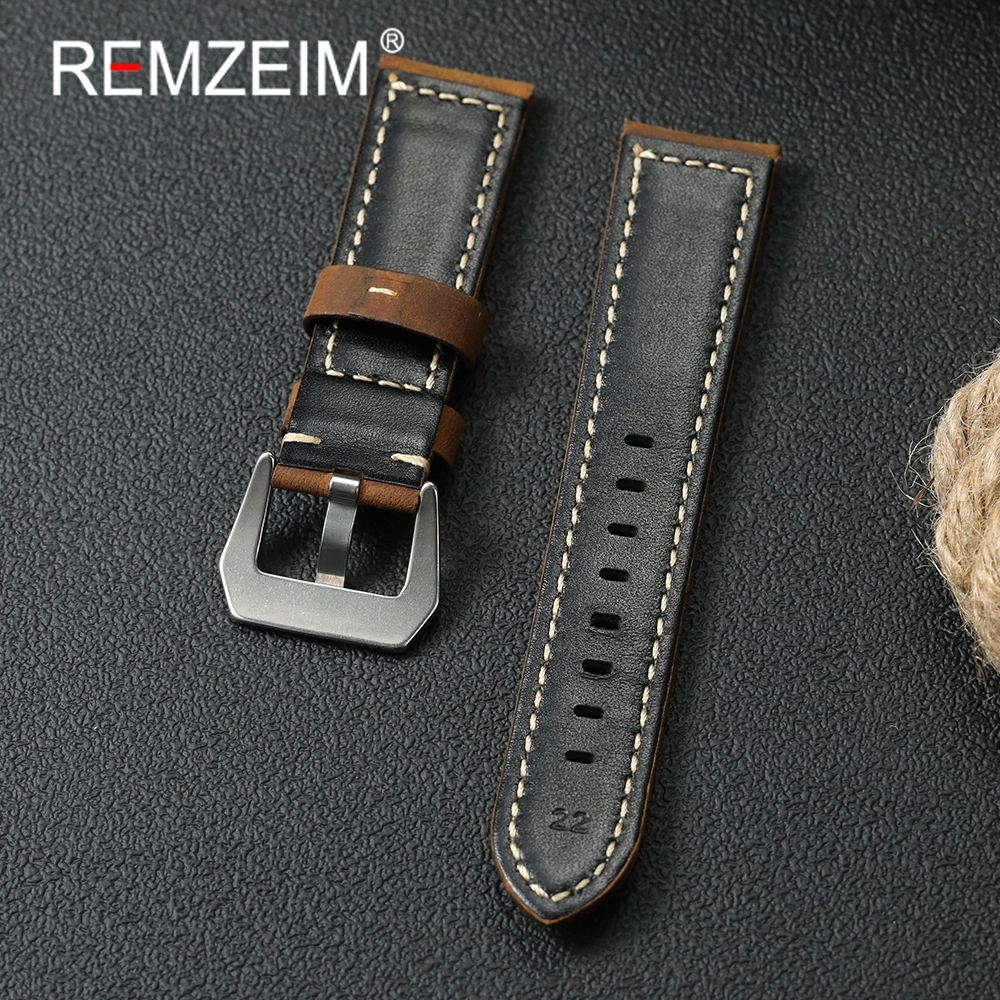 مجنون الحصان جلد طبيعي الساعات 20 مللي متر 22 مللي متر 24 مللي متر 26 مللي متر شريط للرسغ عالية الجودة جلد البقر حزام الساعات ساعة اكسسوارات