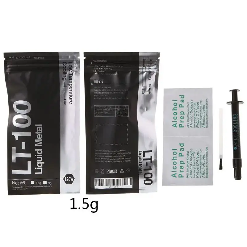 LT-100 1.5g 3g Liquide métal thermique pâte VELGraisse pour CPU GPU Refroidissement liquide ultra 128W/mK Graisse composée refroidissement