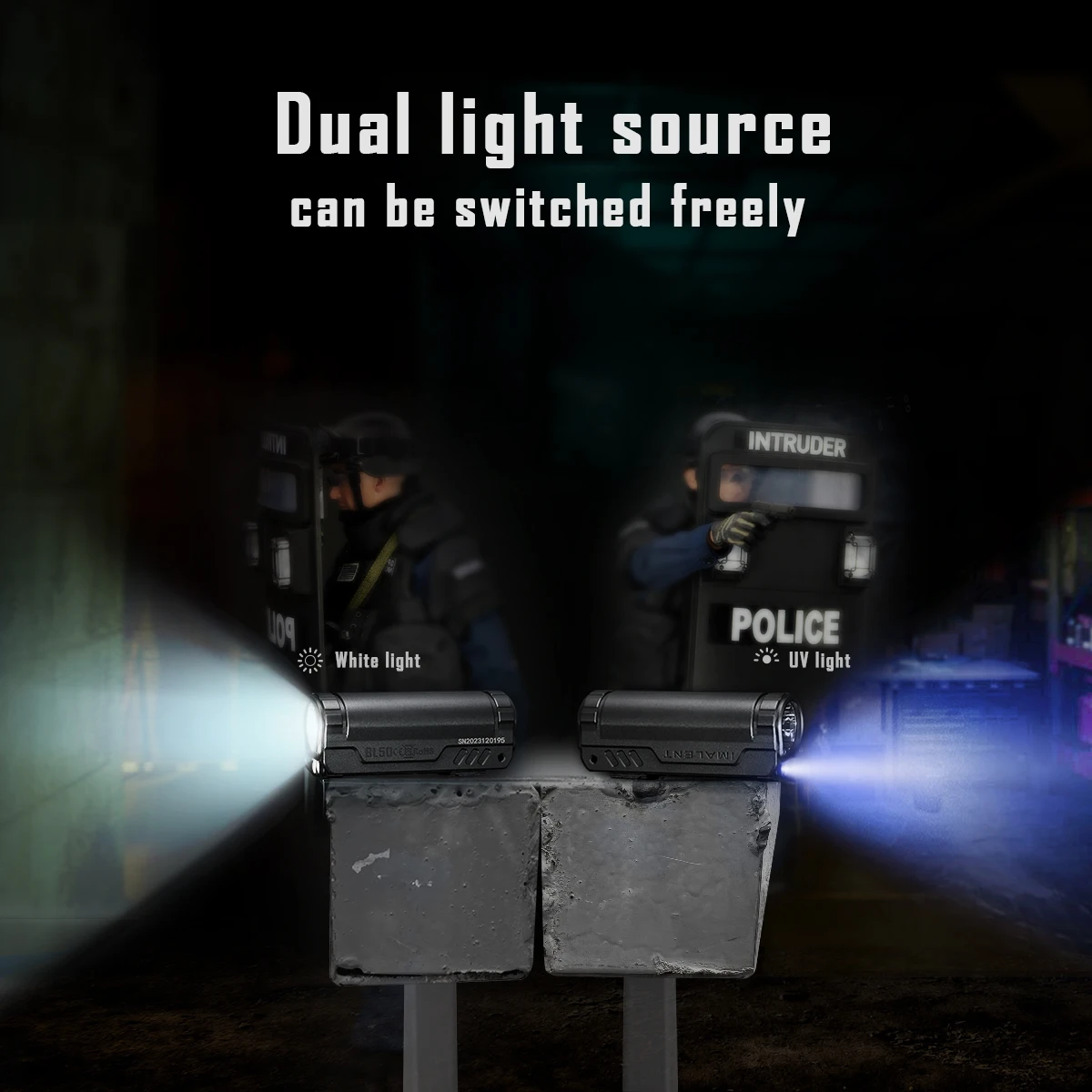 IMALENT BL50 EDC Flashlight 3600 Lumens XHP50 HI LED Lantern Type-C Rechargeable Dual Light Source Torch UV Light