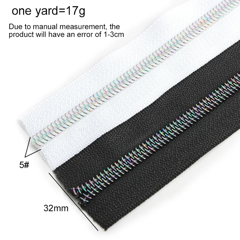 30-100 Yards 32mm Black White Nylon Teeth Zipper Nylon Coil Zipper For Tailor Sewing Crafts Nylon Zipper Bag Clothes Accessories