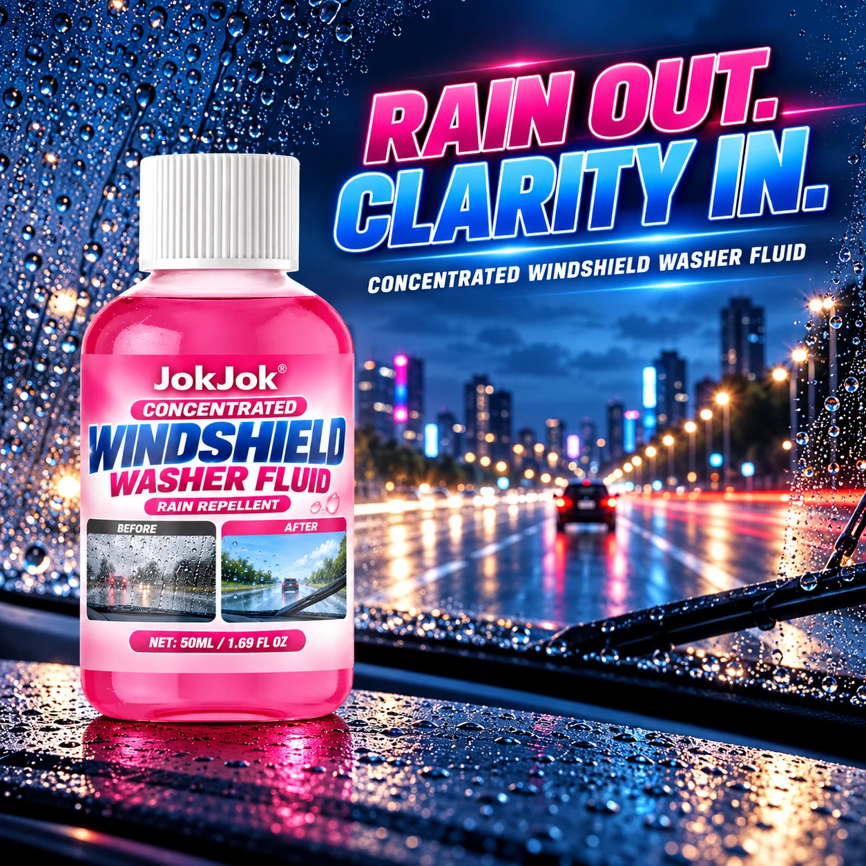 Car Glass Concentrated Coating Waterproof Windshield Wiper Fluid, Keeps It Smooth, Rainproof and Anti-Fog Without Streaks, Quick view 3