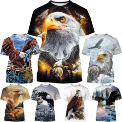 Summer Cool Eagle 3D Printing T Shirt New Fashion Men's Round Neck Short-sleeved Bald Eagle T-shirt