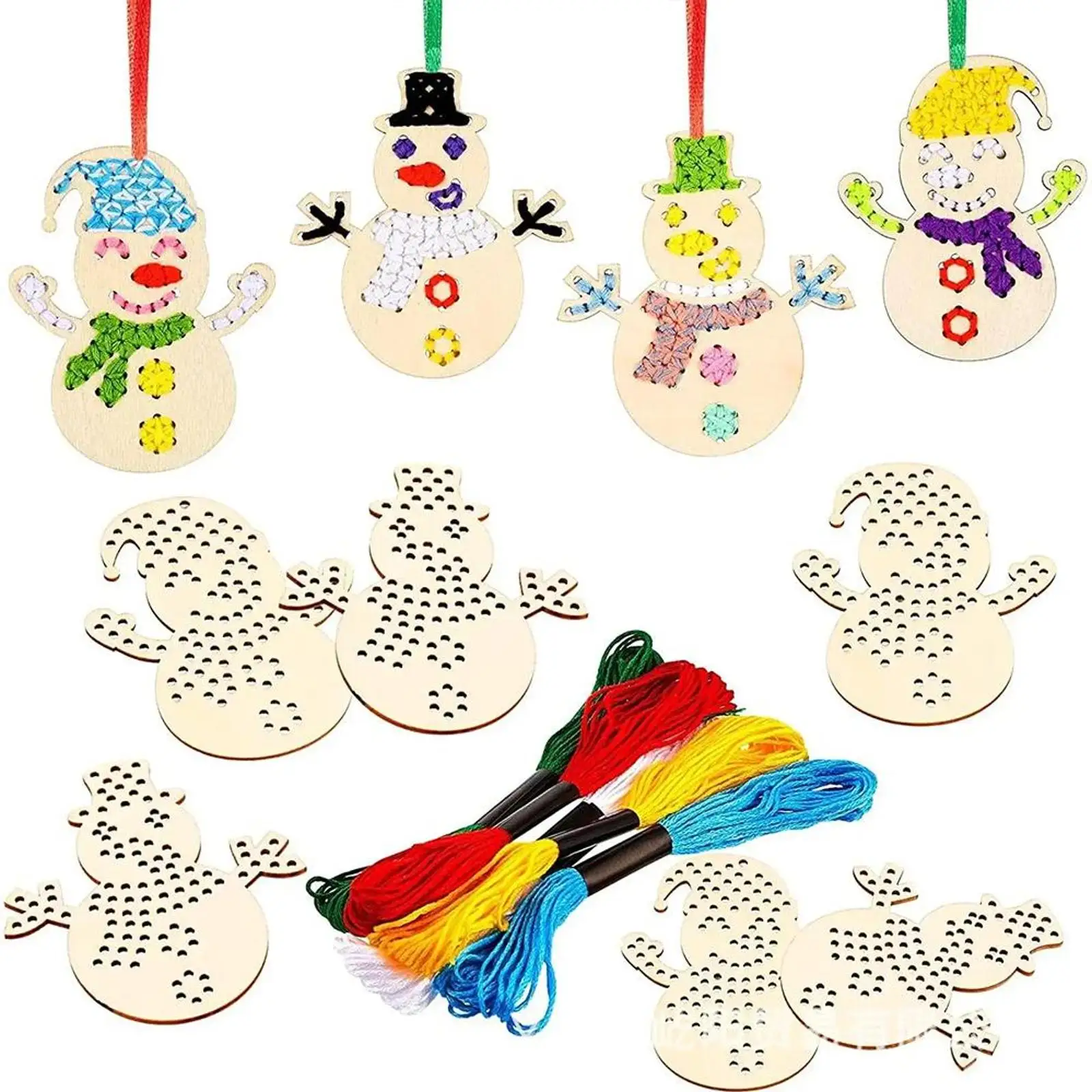 

Cross Stitch Hanging Pendant Gingerbread Man 3D DIY Cross Stitch Pendant Wooden Ornaments Making Kit for Home Xmas Tree Decor