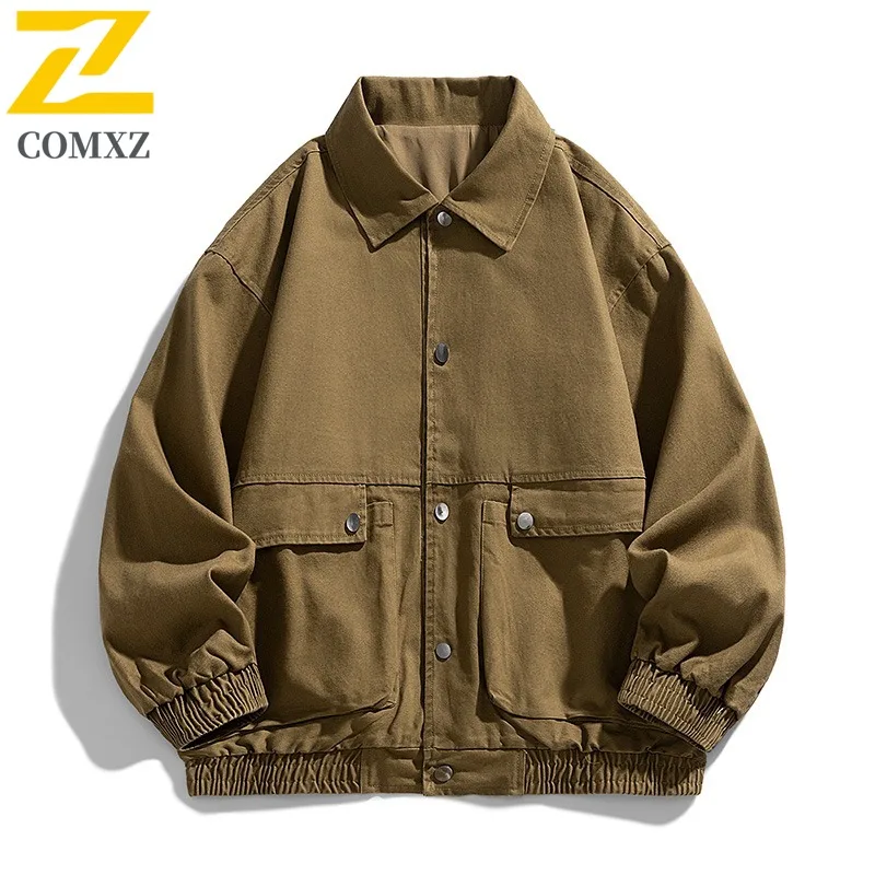معطف COMXZ للرجال من القطن خفيف فاخر عالي الجودة للتخييم والتنزه سترات الوادي 2025 سترات خفيفة الوزن غير رسمية