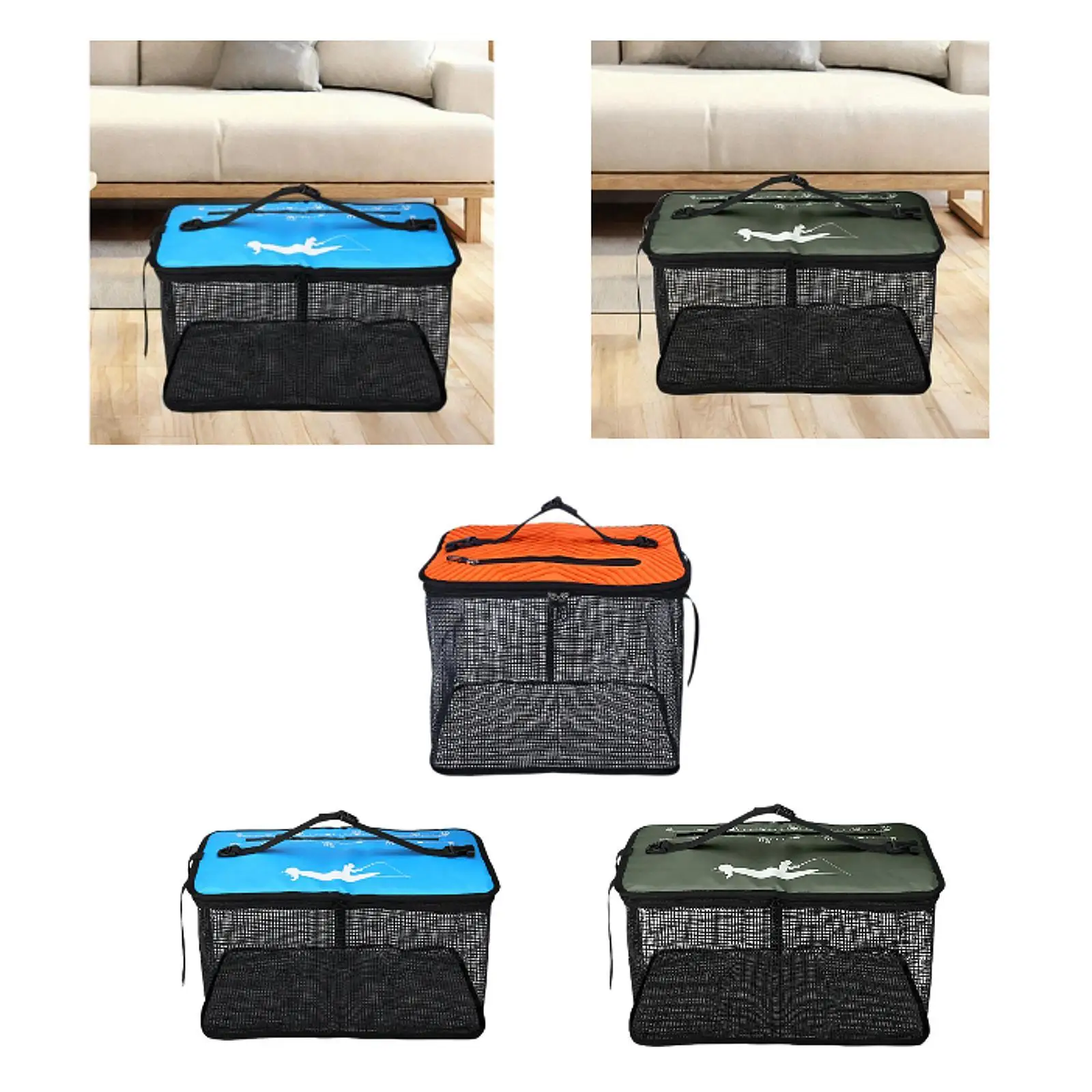 

Fishing Net Fish Basket Multipurpose Easy Carrying Lightweight Folding Fish Cage